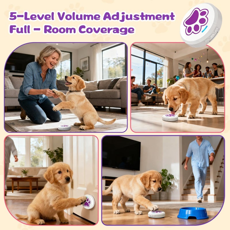 ChunHee Dog Door Bells - Dog Potty Training Bell with 28 Ringtones & Adjustable Volume (0-115dB) | Chew-Proof Dog Doorbells for Teach Puppies to Signal Go Outside, Easy Dog Training Bells for Door - Image 5